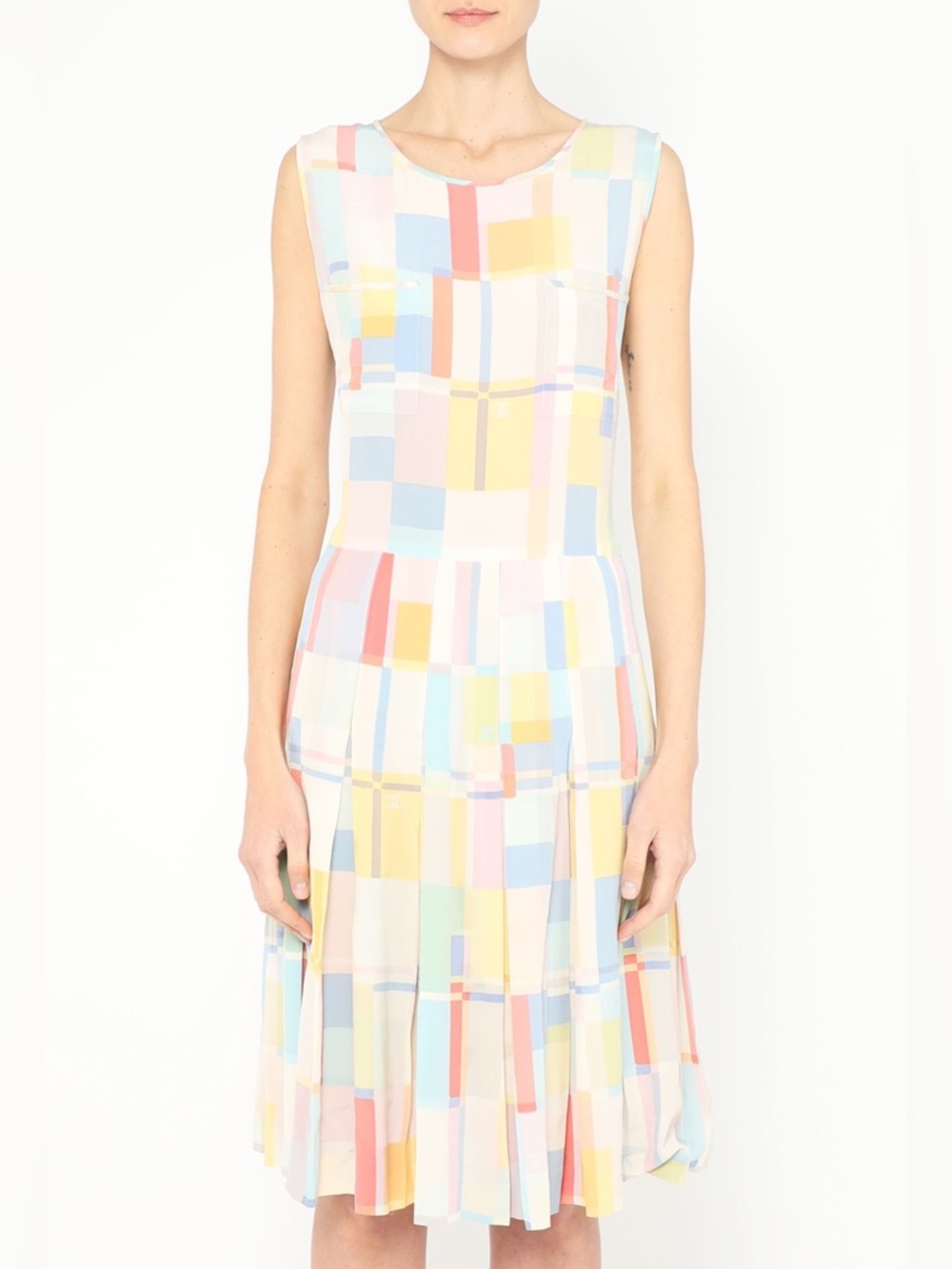 Chanel Colorblock Chiffon Silk Dress